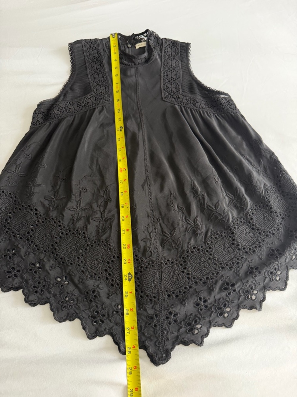 Ulla Johnson "Litsa" 100% Silk Lace High Neck Black Raven Sleeveless Top Blouse - Picture 17 of 17